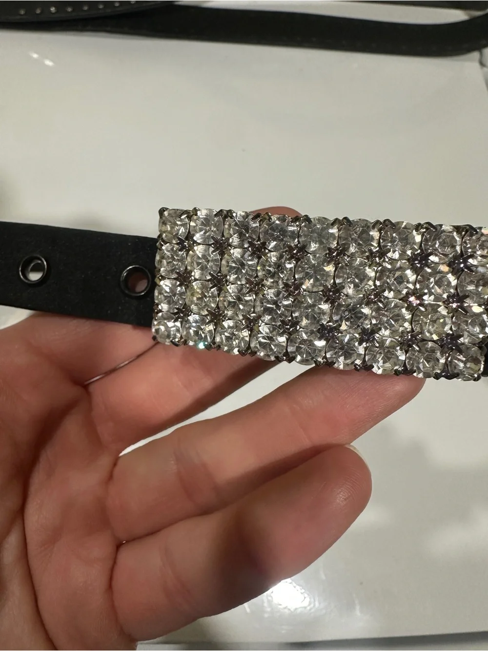 Calvin Klein Black Belt with Crystal Buckle